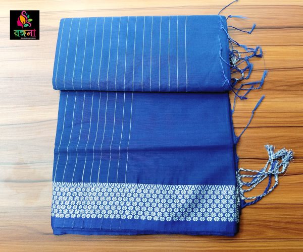 Original Cotton+Silk Blue Saree Combo