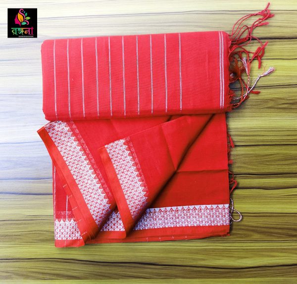 Original Silk+Cotton Red Saree Combo