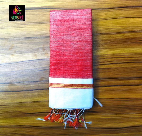 High Quality Cotton Red+White Color pair Saree